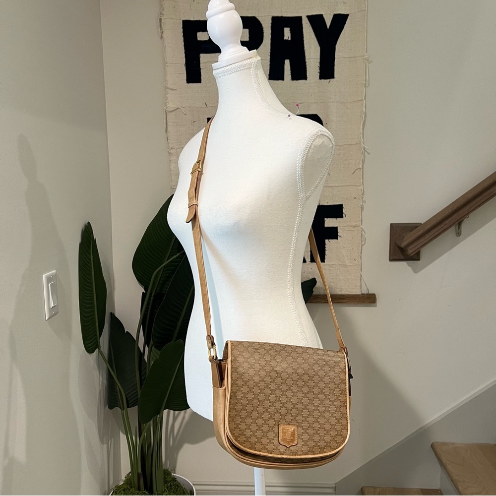 Celine Tan Monogram Crossbody Bag